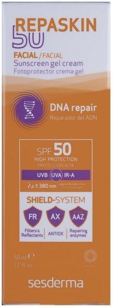 Сонцезахисний крем-гель для обличчя SPF50 Sesderma Repaskin Facial Sunscreen gel crem, 50 ml SS98421 фото