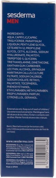 Зволожуючий лосьйон для обличчя Sesderma Men Moisturizing Face Lotion, 50 ml SS100494 фото