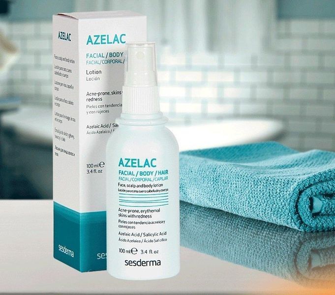 Лосьйон для обличчя та тіла при розації, демодексі, акне Sesderma Azelac Face Scalp and Body Lotion, SS083431 фото