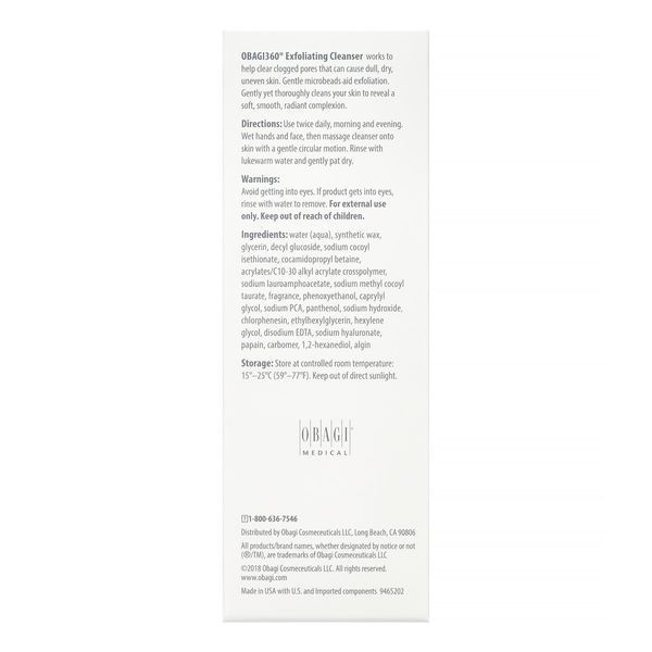 Средство очищающее отшелушивающее Obagi 360 Exfoliating Cleanser, 150 ml SS116455 фото