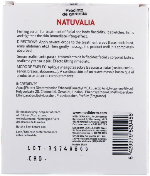 Ампули з ефектом ліфтинг Sesderma Natuvalia Firming Ampoules, 5x2 ml SS101160 фото