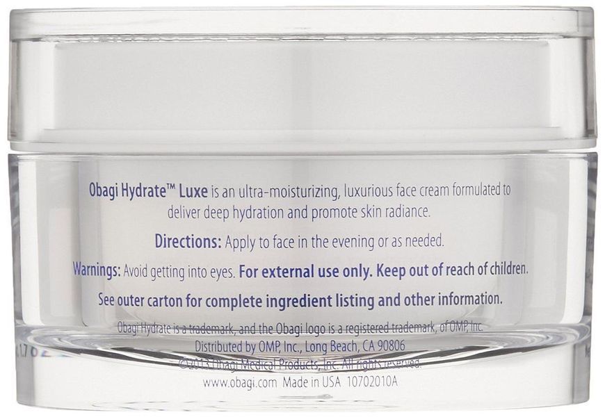 Нічний зволожуючий крем з олією ши, авокадо, манго та пептидами Obagi Hydrate Luxe, 48 g SS116462 фото