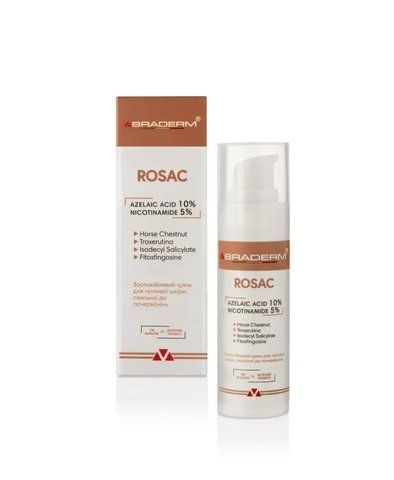 Заспокійливий крем для чутливої шкіри Braderm Rosac Cream (Розак Крем) 30 ml 2211331 фото