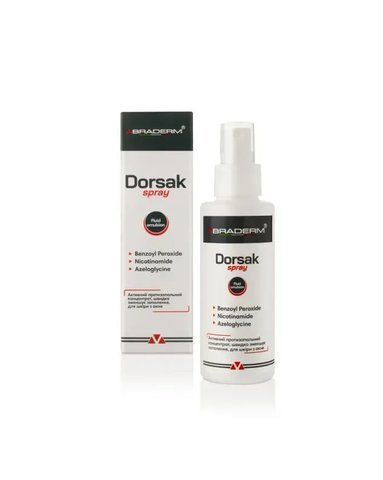 Активний протизапальний спрей з Бензоїл пероксидом 6% Braderm Dorsak Spray (Дорсак спрей) 100 ml 148502510621 фото