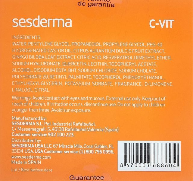Двофазна сироватка, що реактивує з гіалуроновою кислотою Sesderma C-Vit Serum, 5x7 ml SS083301 фото