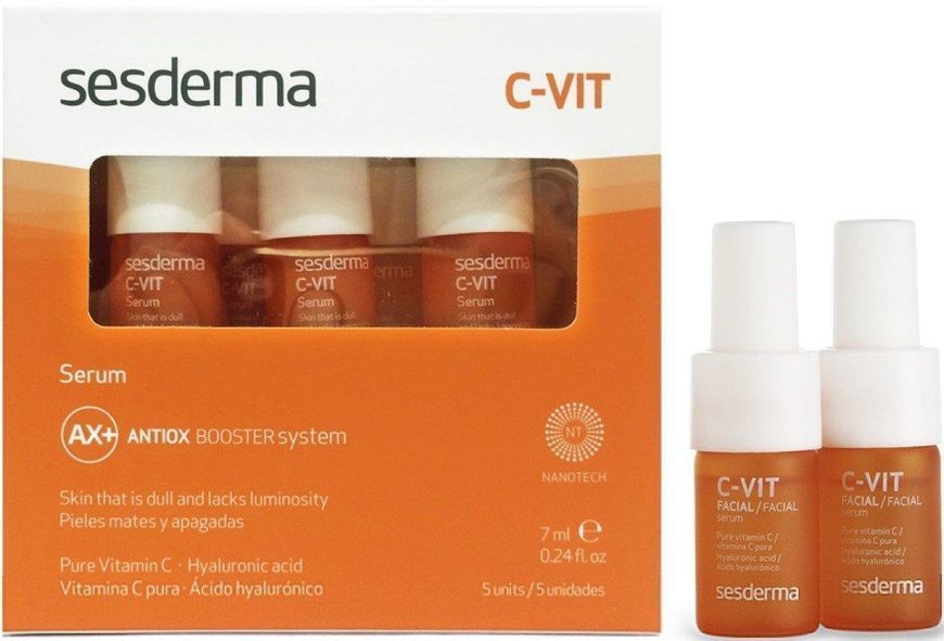 Двофазна сироватка, що реактивує з гіалуроновою кислотою Sesderma C-Vit Serum, 5x7 ml SS083301 фото