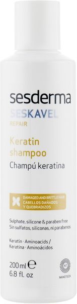 Восстанавливающий шампунь с кератином Sesderma Seskavel Repair Keratin Shampoo, 200 ml SS112719 фото