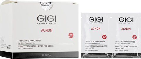 Вологі спонжі з кислотою Gigi Acnon Triple Acid Wipes, 30 шт 120929 фото