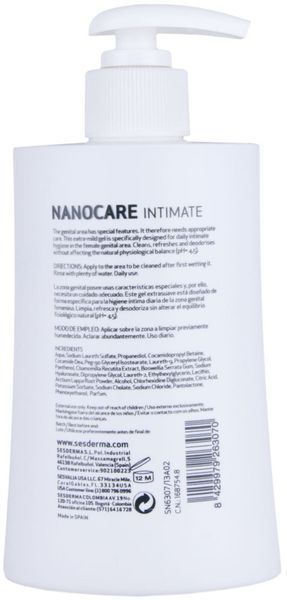 Гель для інтимної гігієни Sesderma Nanocare Intimate Hygiene Gel, 200 ml SS100501 фото
