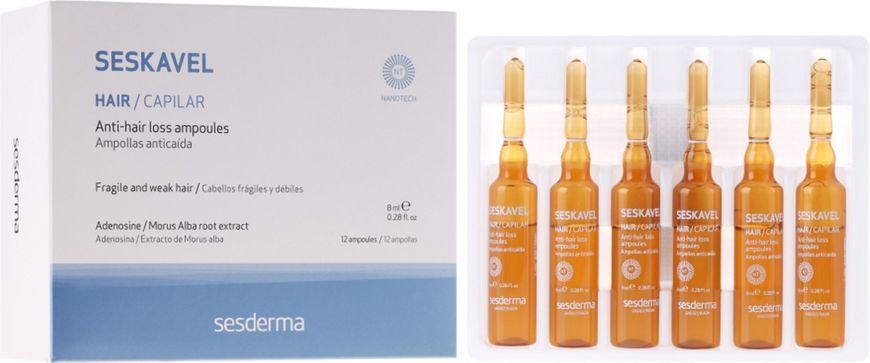 Ампули проти випадання волосся Sesderma Seskavel Anti-Hair Loss ampoules, 12x8 ml SS051060 фото