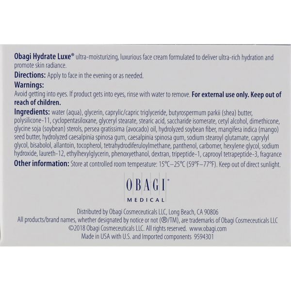 Зволожуючий крем з маслом ши, авокадо, манго та пептидами - Obagi Hydrate Luxe 4893 фото
