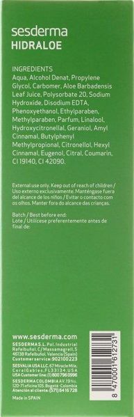 Алое-гель для обличчя Sesderma Hidraloe Aloe Gel, 60 ml SS083231 фото