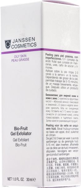 Пілінг-гель із фруктовими кислотами AHA 20% Janssen Cosmeceutical Bio-fruit Gel exfoliator, 30 ml SS23007 фото
