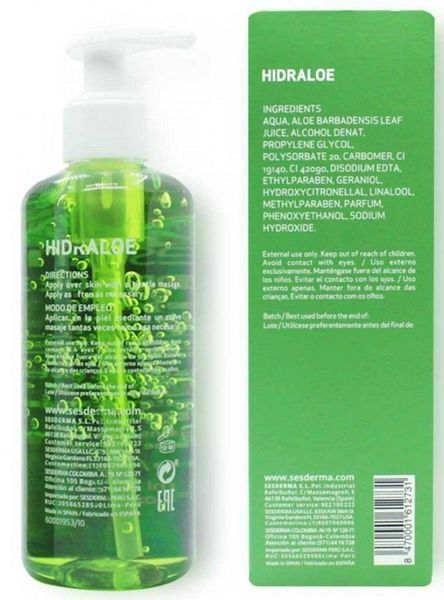 Гель для обличчя та тіла Sesderma Hidraloe Aloe Gel, 250 ml SS12309 фото